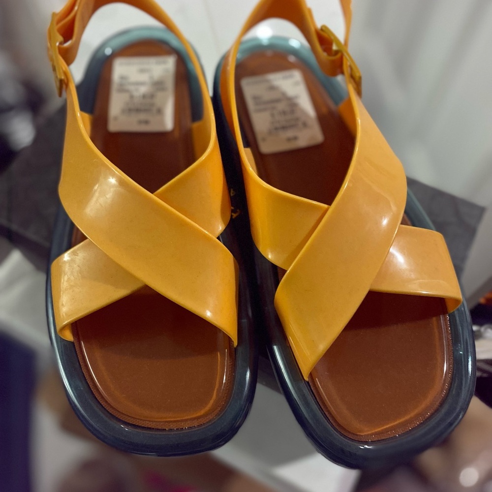 Tory Burch Orange and Brown Sandals